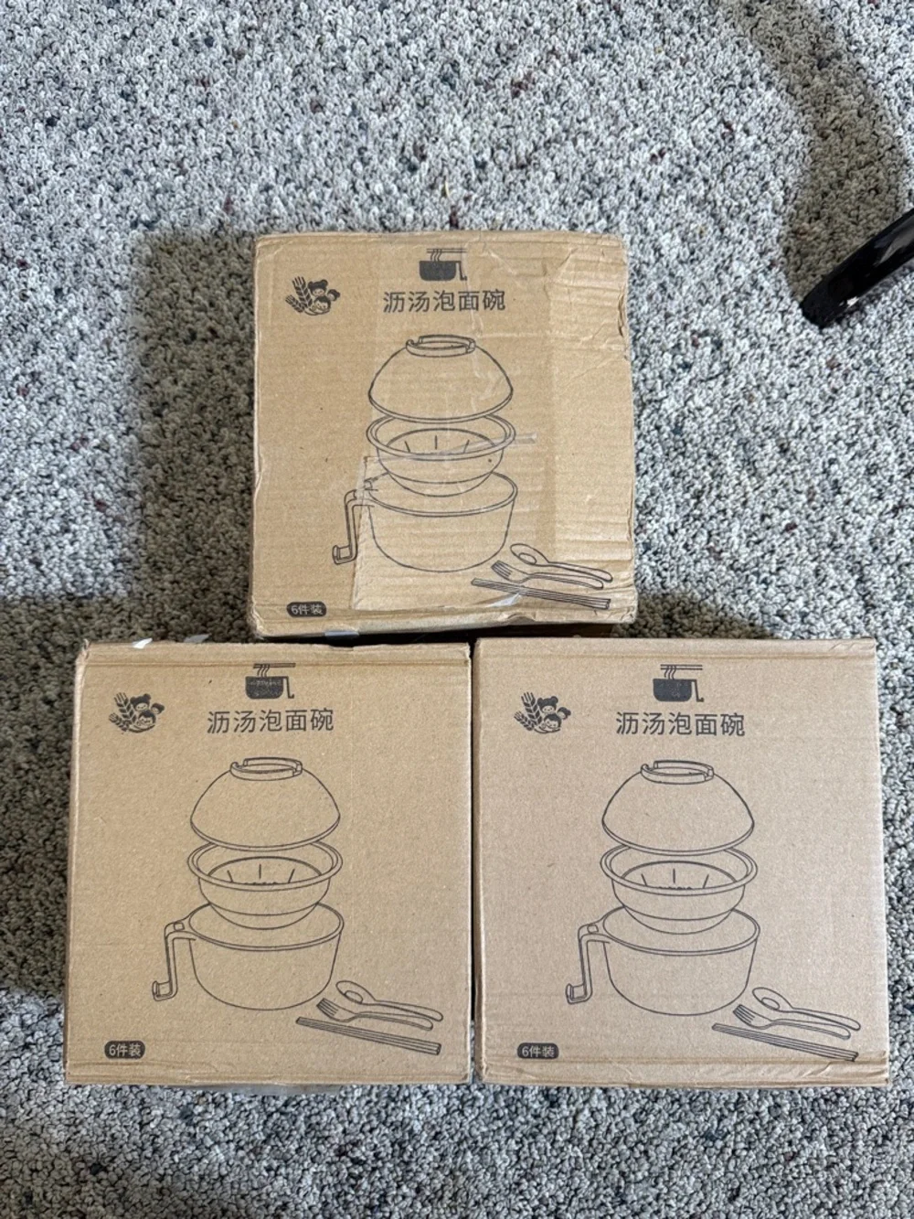 Microwaveable Ramen Noodle Bowls 3 with Chopsticks & Silverware NEW